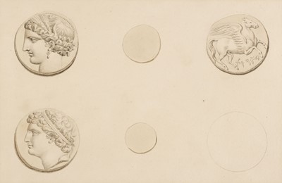 Lot 67 - Attributed to Domenico del Frate (1765-1821). Four studies of Ancient Greek coins, circa 1820