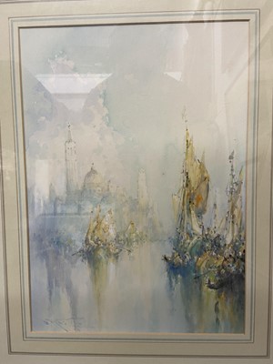 Lot 150 - Wasley (Frank, 1848-1934). Quayside, St. Marks Square, Venice, watercolour