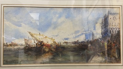 Lot 150 - Wasley (Frank, 1848-1934). Quayside, St. Marks Square, Venice, watercolour