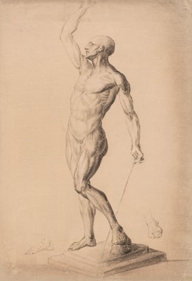 Lot 63 - Attributed to Richard Earlom (1743-1822). Male Nude, chalk on laid paper, circa 1770