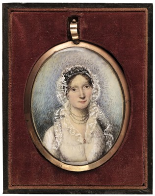 Lot 123 - English School. A pair of miniature marriage portraits, circa 1840s
