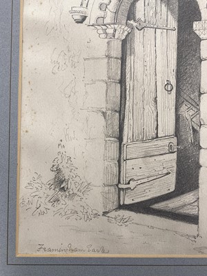 Lot 66 - Cotman (John Sell, 1782-1842). South Door, Framlingham Earl Church, Norfolk, 1817, pencil