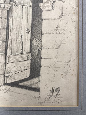 Lot 66 - Cotman (John Sell, 1782-1842). South Door, Framlingham Earl Church, Norfolk, 1817, pencil