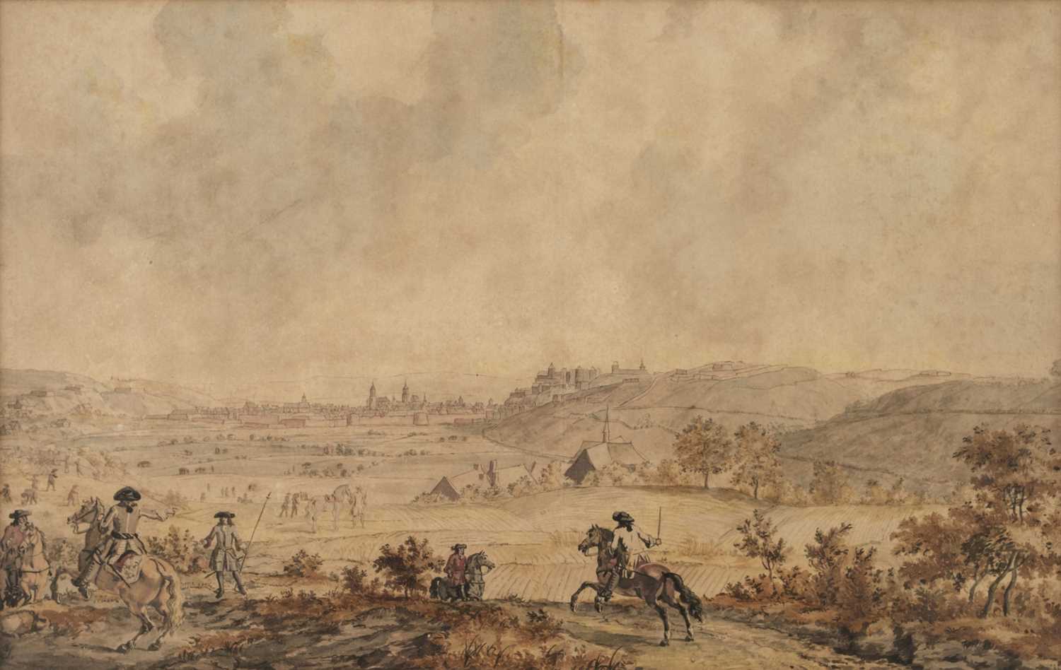 Lot 22 - Continental School. Panoramic landscape view of a city, c. 1750-75