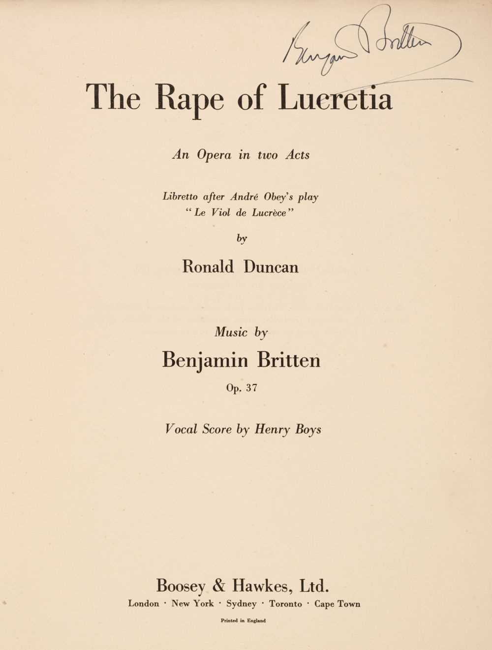 Lot 131 - Britten (Benjamin, 1913-1976), The Rape of
