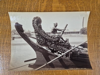 Lot 9 - Burma. Stern of a Burmese paddy-boat, c. 1890, albumen print
