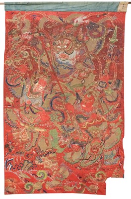 Lot 605 - Tibetan Embroidery. A large needlework panel, late 18th/early 19th century