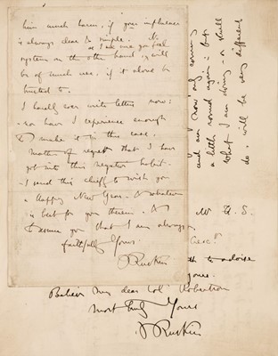 Lot 467 - Ruskin (John, 1819-1900). Two Autograph Letters Signed, paper watermarked 1859 & 1860