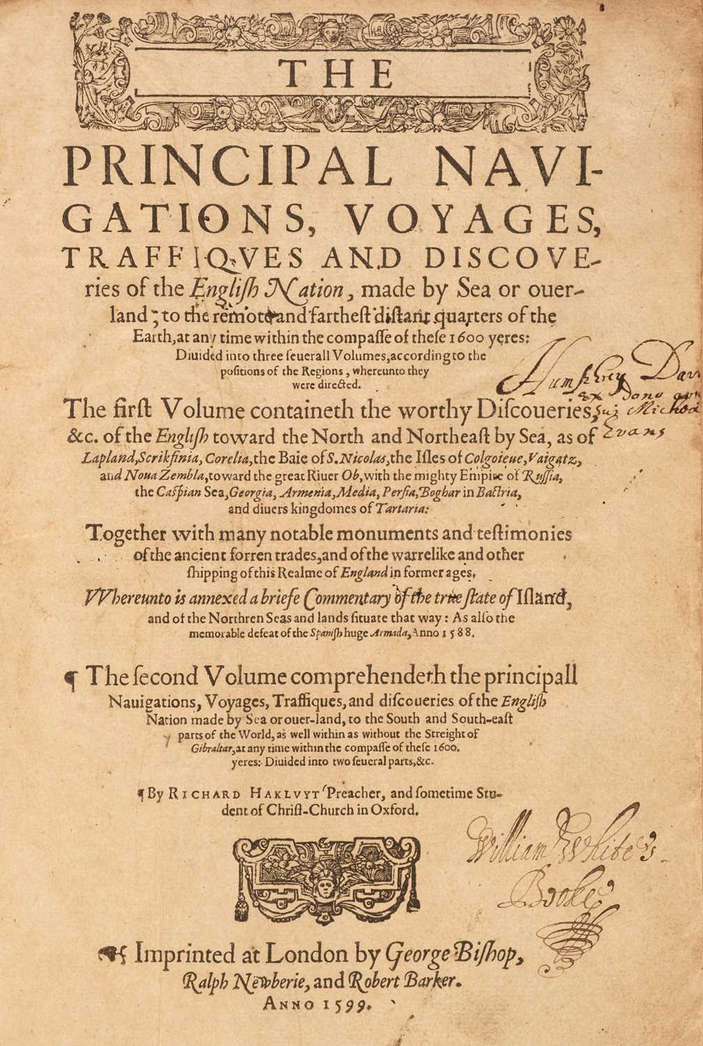 Lot 265 - Hakluyt (Richard). The Principal Navigations, Voyages, Traffiques..., 1599