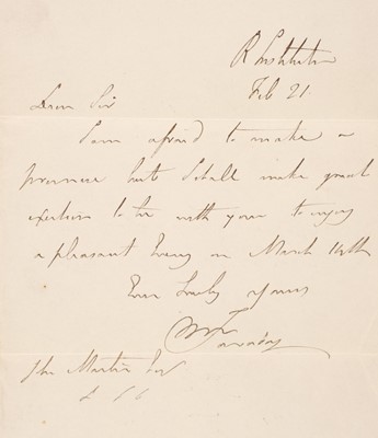 Lot 163 - Faraday (Michael, 1791-1867). Autograph Letter Signed, c. 1820s