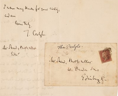 Lot 136 - Carlyle (Thomas, 1795-1881) Autograph Letter Signed, ‘T. Carlyle’, Chelsea, 15 June 1855