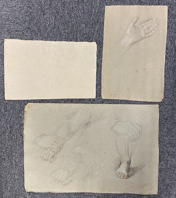 Lot 14 - Circle of Guido Reni (1575-1642). Head of a Youth, and Study of a female hand.., and two others