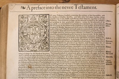 Lot 192 - Bible [English]. [The Holie Bible conteynyng the Olde Testament and the Newe, 1568]