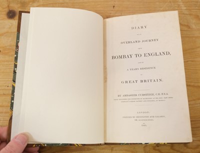 Lot 10 - Cursetjee (Ardaseer). Diary of an Overland Journey from Bombay to England...