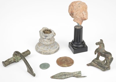 Lot 645 - Rome, Imperial 2nd century B.C. A Roman terracotta head and other items