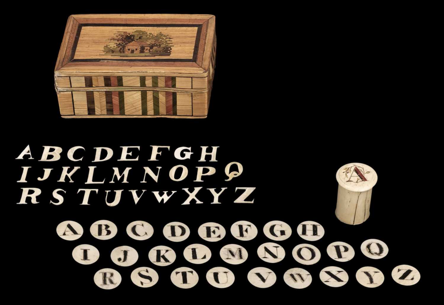 Lot 361 - Alphabet. A set of alphabet letters, early 19th century, & another set