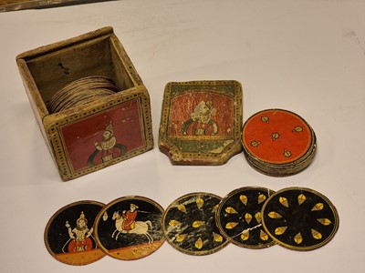 Lot 402 - Indian playing cards. Dashavatara Ganjifa, Cuddapah type, Nossam, circa 1884, & 9 others