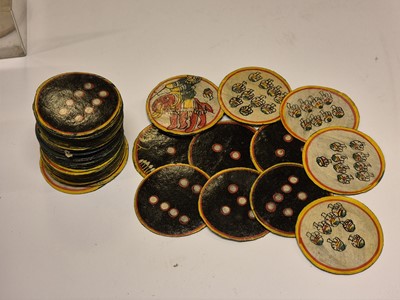 Lot 402 - Indian playing cards. Dashavatara Ganjifa, Cuddapah type, Nossam, circa 1884, & 9 others