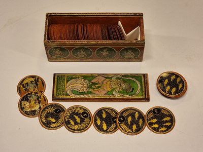 Lot 402 - Indian playing cards. Dashavatara Ganjifa, Cuddapah type, Nossam, circa 1884, & 9 others