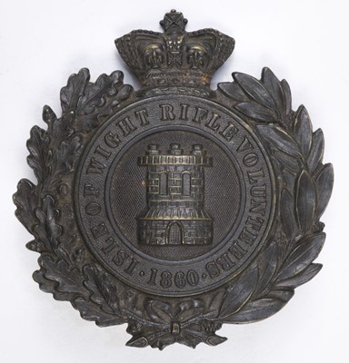 Lot 237 - Isle of Wight Rifle Volunteers. A Victorian anodised brass NCO's cross-belt plate and other items