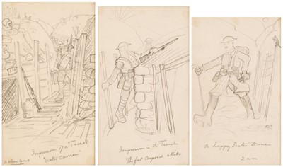 Lot 73 - Carlos (Ernest Stafford, 1883-1917). 'Impressions of a Trench, pencil sketch, 1917