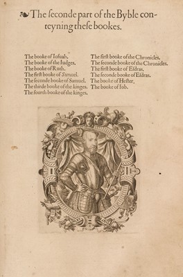 Lot 190 - Bible [English]. [The Holie Bible conteynyng the Olde Testament and the Newe, 1568]