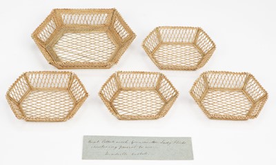 Lot 567 - Playing Cards. A set of five hexagonal quadrille baskets given to Jane Martha Hicks Beach, 1801