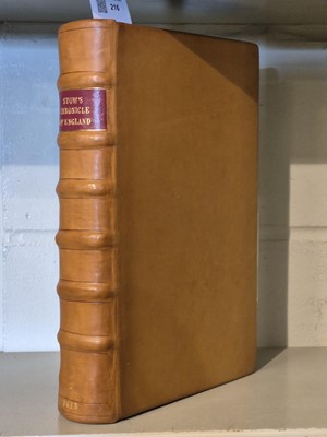 Lot 216 - Stow (John). The Annales, or Generall Chronicle of England..., London: for Thomas Adams, 1615