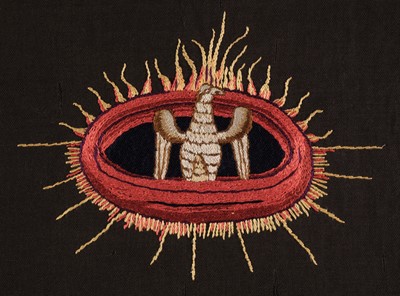 Lot 623 - Lawrence (D.H., 1885-1930). A needlework panel worked for Lady Ottoline Morrell, 1916