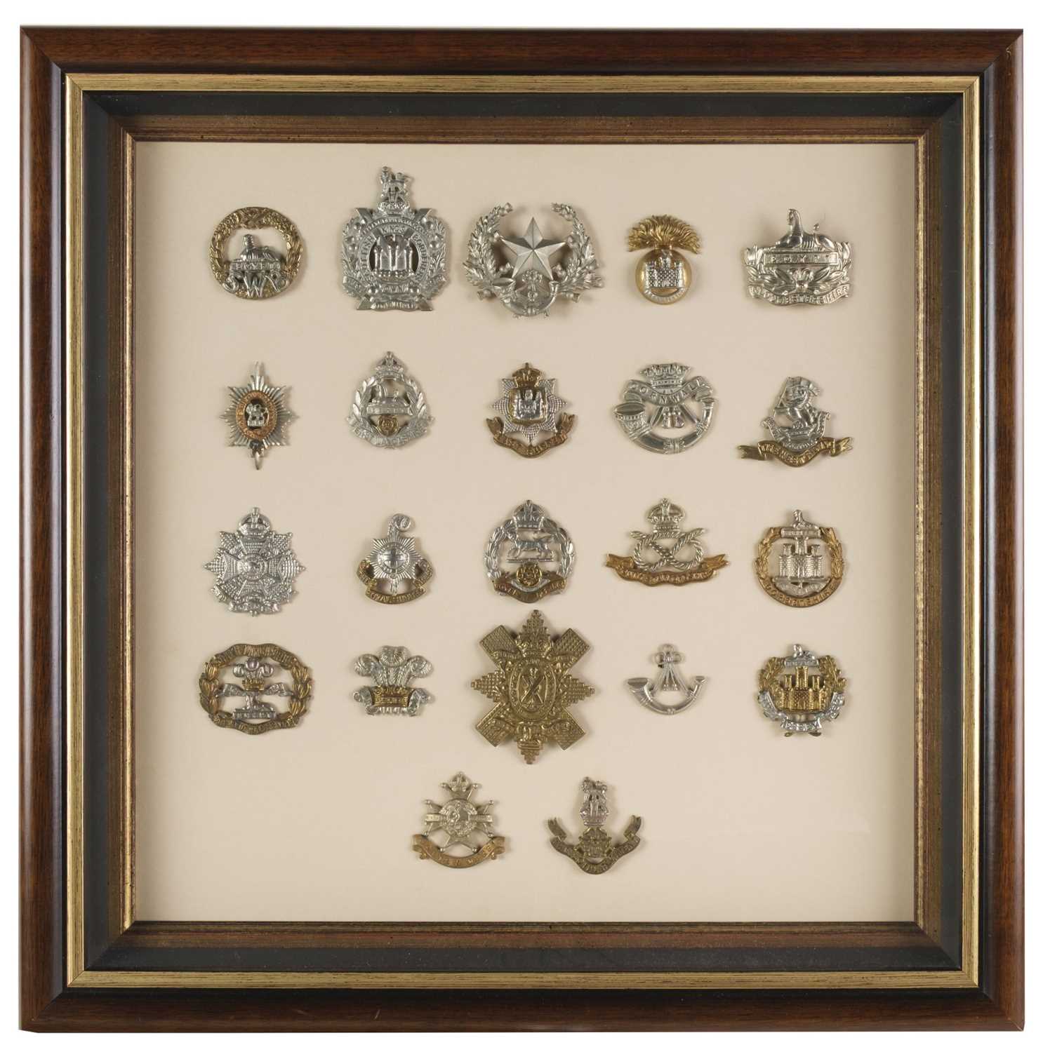 Lot 258 - Cap Badges. A collection of 66 British line regiment cap badges