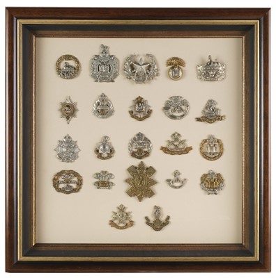 Lot 258 - Cap Badges. A collection of 66 British line regiment cap badges