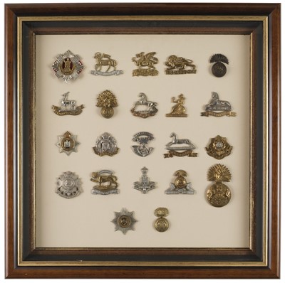 Lot 258 - Cap Badges. A collection of 66 British line regiment cap badges