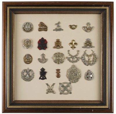 Lot 258 - Cap Badges. A collection of 66 British line regiment cap badges