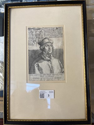 Lot 3 - Dürer (Albrecht, 1471-1528). Cardinal Albrecht of Brandenburg (The Small Cardinal), 1519