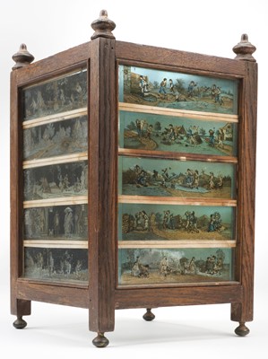 Lot 725 - Magic Lantern. An Edwardian hanging lantern made from magic lantern slides
