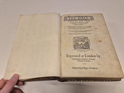 Lot 196 - Bible [English]. The Bible, that is, the Holy Scriptures..., 1582