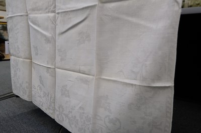 Lot 479 - Table Linen. A large damask tablecloth woven for Margaret Copland Blair, 1797, & others