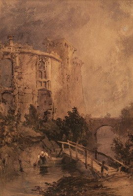 Lot 151 - English School. The Old Moat, Raglan Castle, Monmouthshire, watercolour