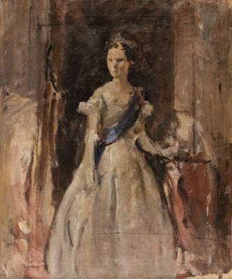 Lot 258 - Webster (Walter Ernest, 1878-1959). Princess Elizabeth as Royal Lady of the Garter, circa 1947
