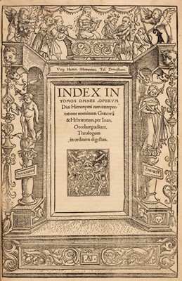 Lot 173 - Jerome (St. & Oecolampadius, Johann). Index in tomos omnes, operum Diui Hieronymi..., 1520