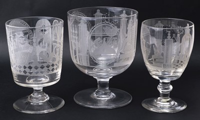 Lot 692 - Masonic Glass. A large Masonic glass goblet, late 19th century