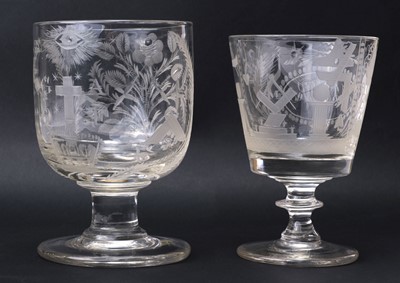 Lot 694 - Masonic Glass. A Masonic glass goblet, 19th century