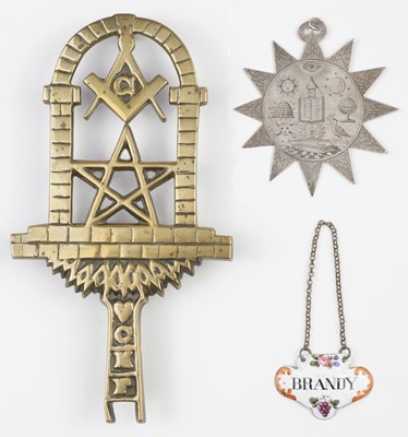 Lot 721 - Freemasonry. A William IV period white metal star medal and brass trivet