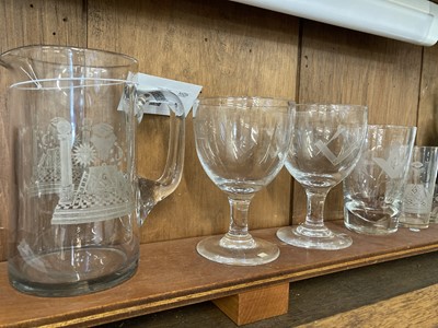 Lot 691 - Masonic Glass. A collection of masonic glass including a pair of glass rummers