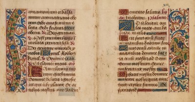 Lot 258 - Illuminated leaves. An illuminated bifolium from Psalms 122, Paris(?), mid-15th-century