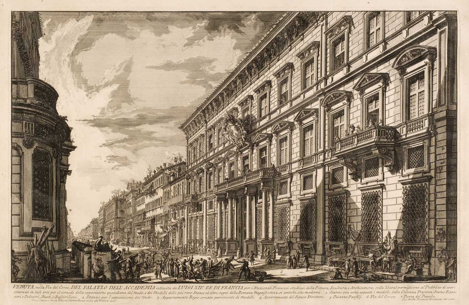 Lot 48 - Piranesi (Giovanni Battista, 1720-1778). Veduta, nella Via del Corso..., 1752