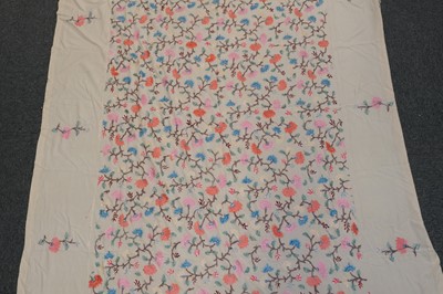 Lot 538 - Embroidered Bedcovers. A pair of embroidered coverlets, early 20th century