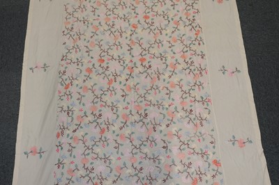Lot 538 - Embroidered Bedcovers. A pair of embroidered coverlets, early 20th century