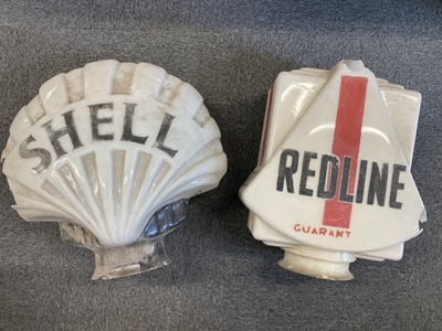 Lot 728 - Motoring Memorabilia. Shell and Redline glass petrol pump globes