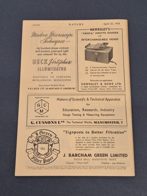 Lot 363 - Watson, Crick & the Discovery of DNA, Nature, 25 April 1953